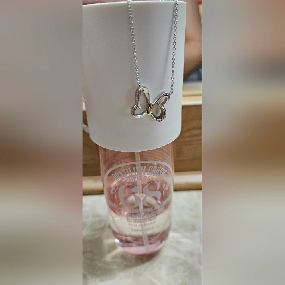 Minnie Mouse Bow Necklace sterling silver and 10k gold Womens